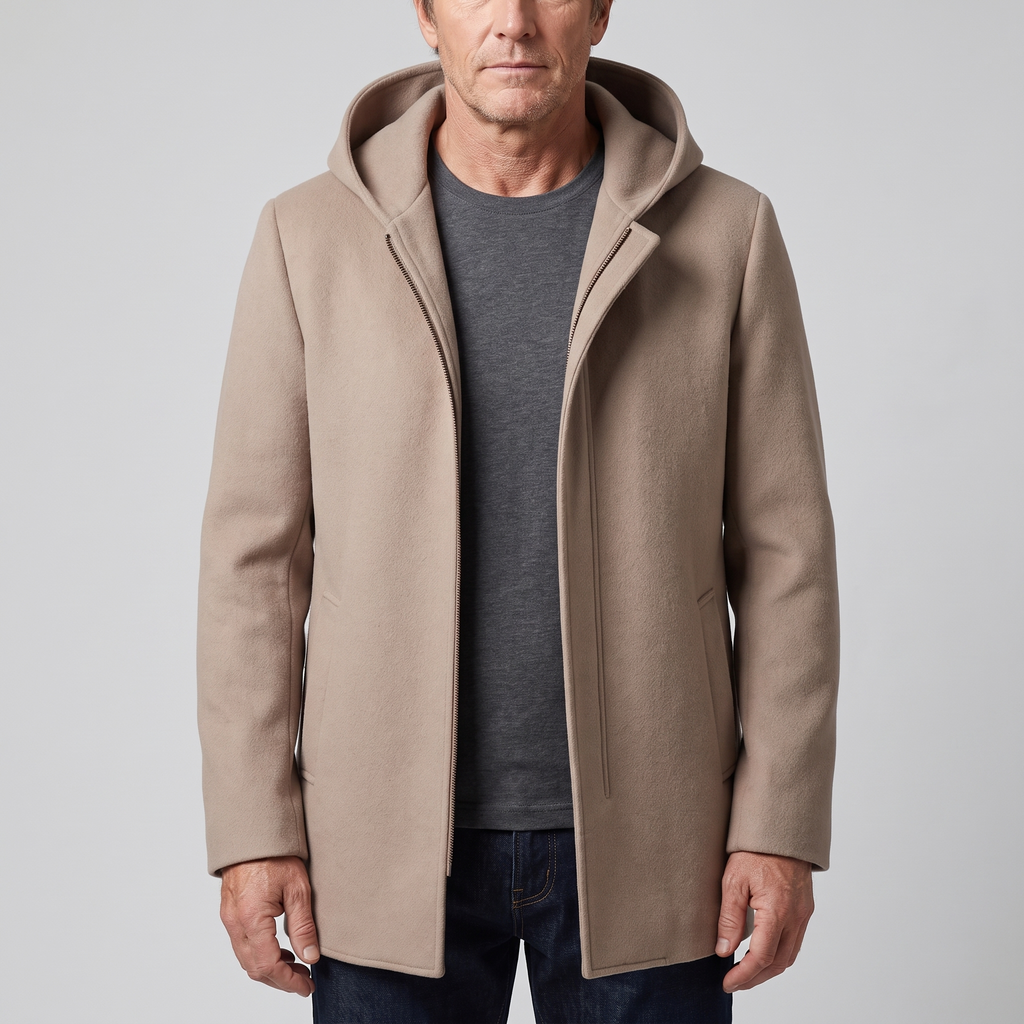 Manteau à capuche 100% laine