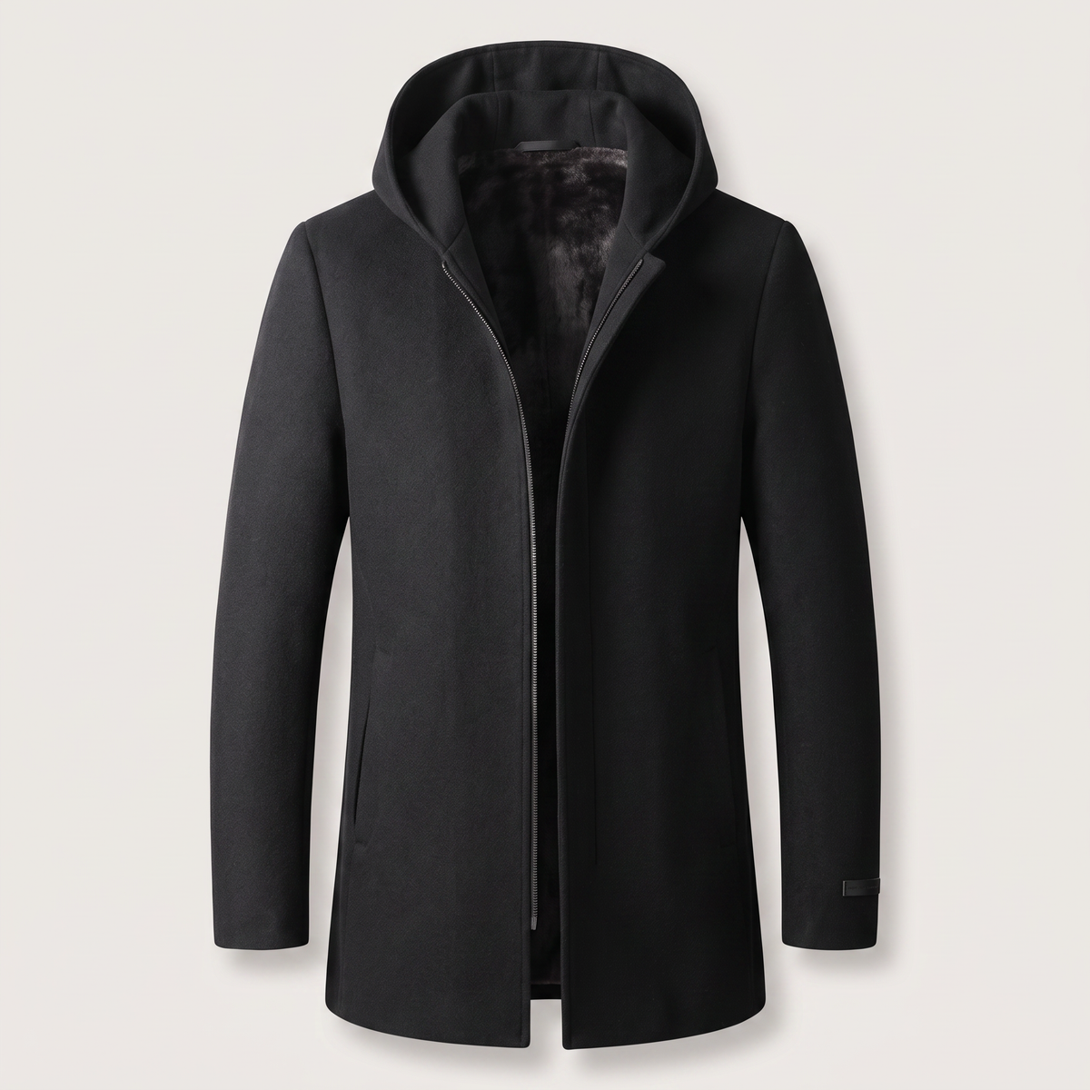Manteau à capuche 100% laine