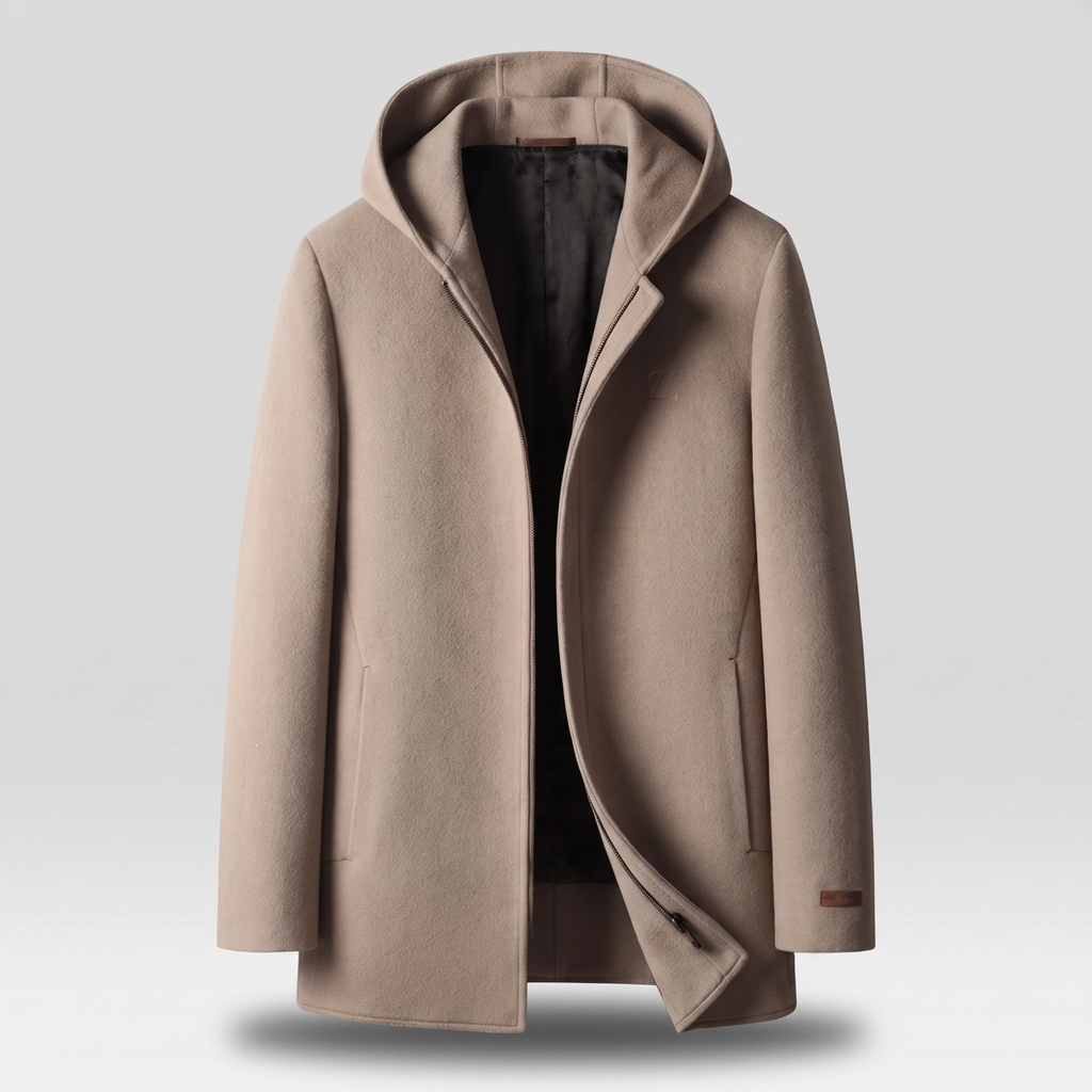 Manteau à capuche 100% laine