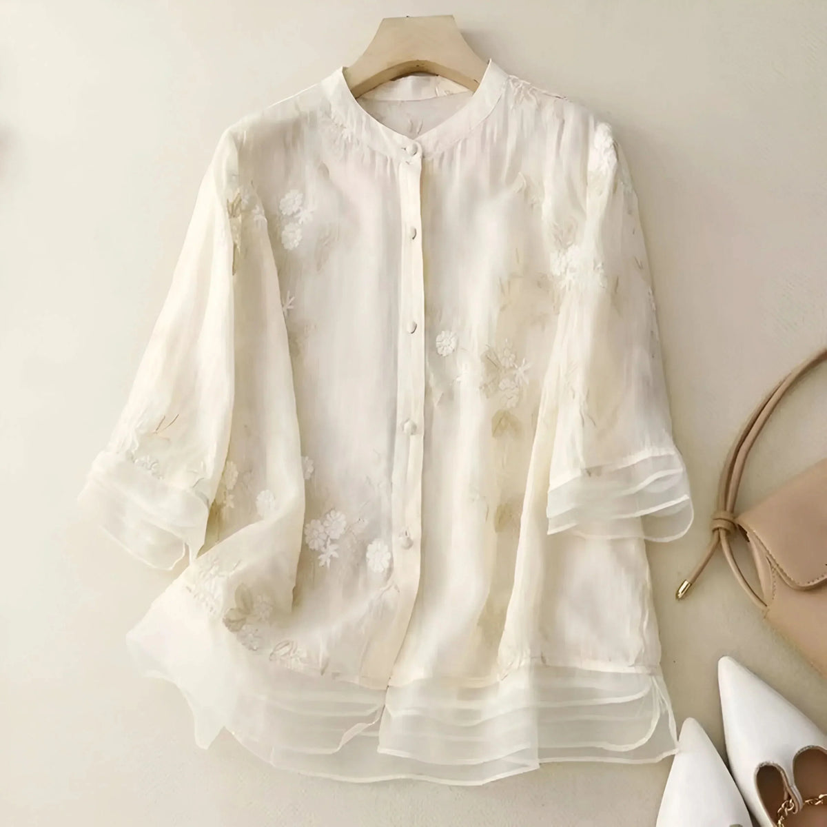 EMILY | HAUT EN COTON À FLEURS BRODÉES