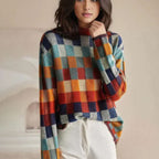 PULL EN LAINE MÉRINOS À CARREAUX EMMA