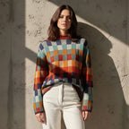 PULL EN LAINE MÉRINOS À CARREAUX EMMA