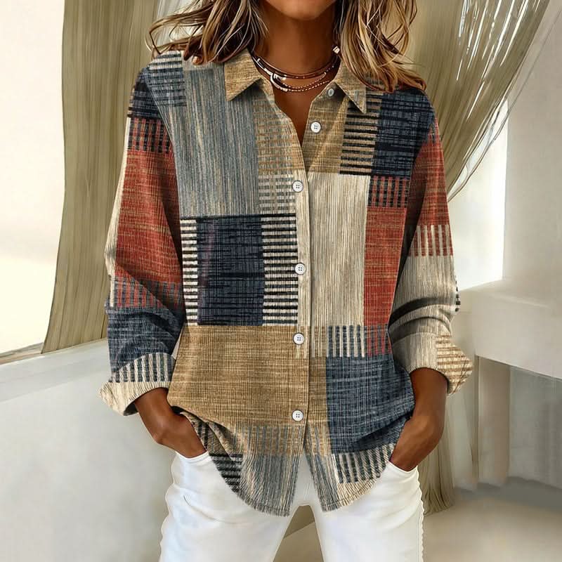 BLOUSE RÉTRO À BLOCS DE COULEUR