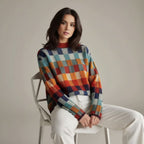 PULL EN LAINE MÉRINOS À CARREAUX EMMA