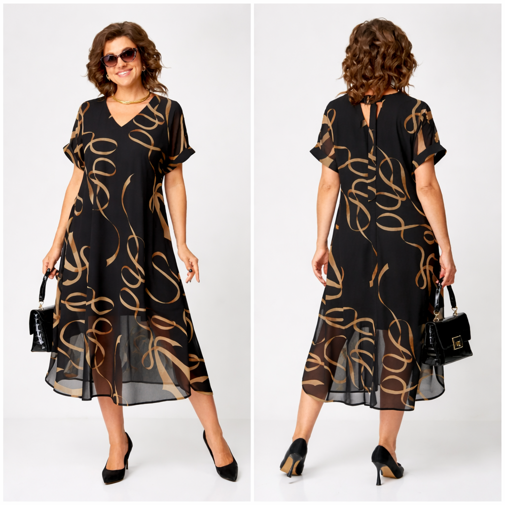 ÉLÉGANTE ROBE À MANCHES COURTES