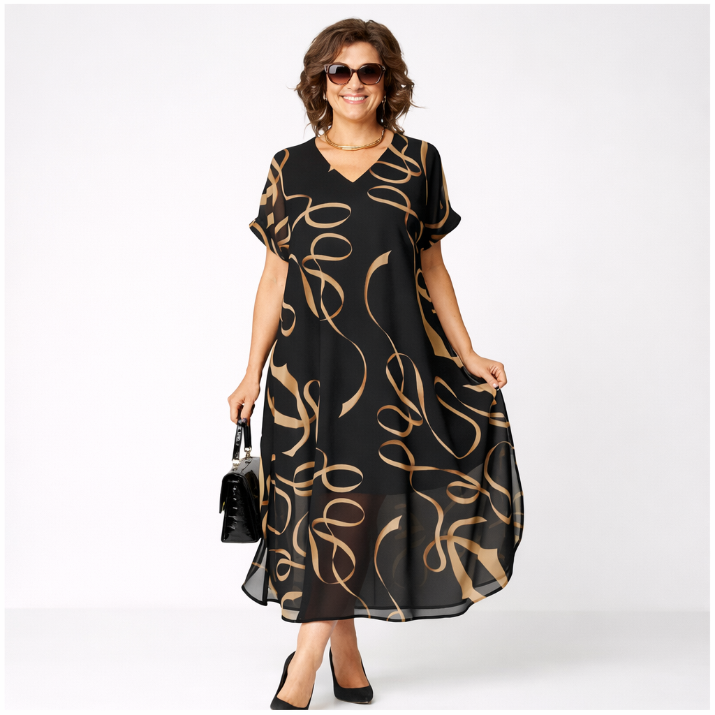 ÉLÉGANTE ROBE À MANCHES COURTES