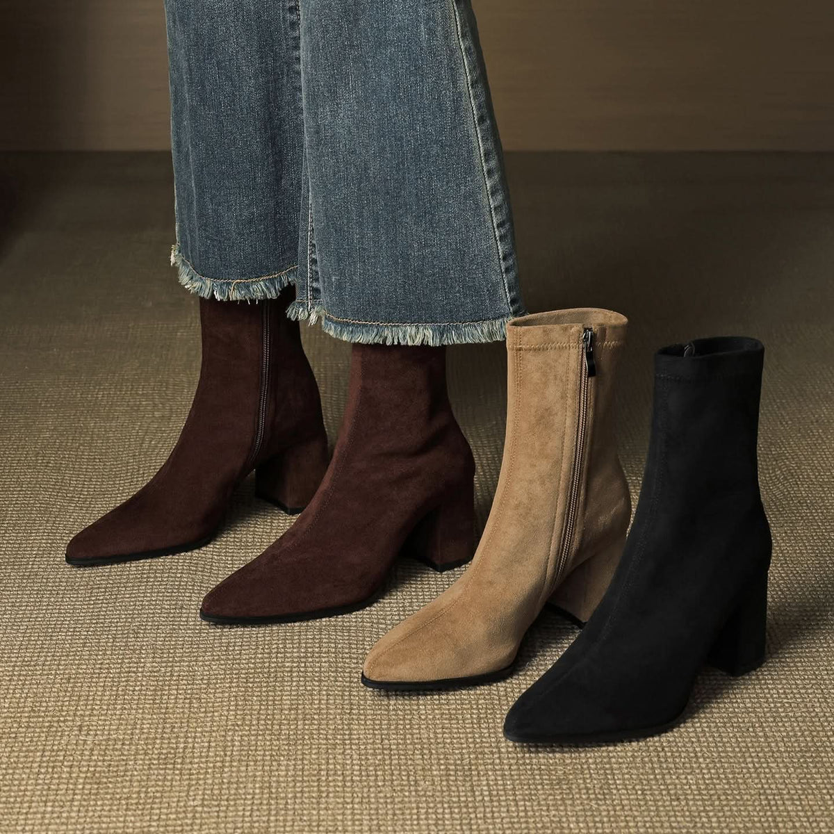 BOTTES EN DAIM SIENNA