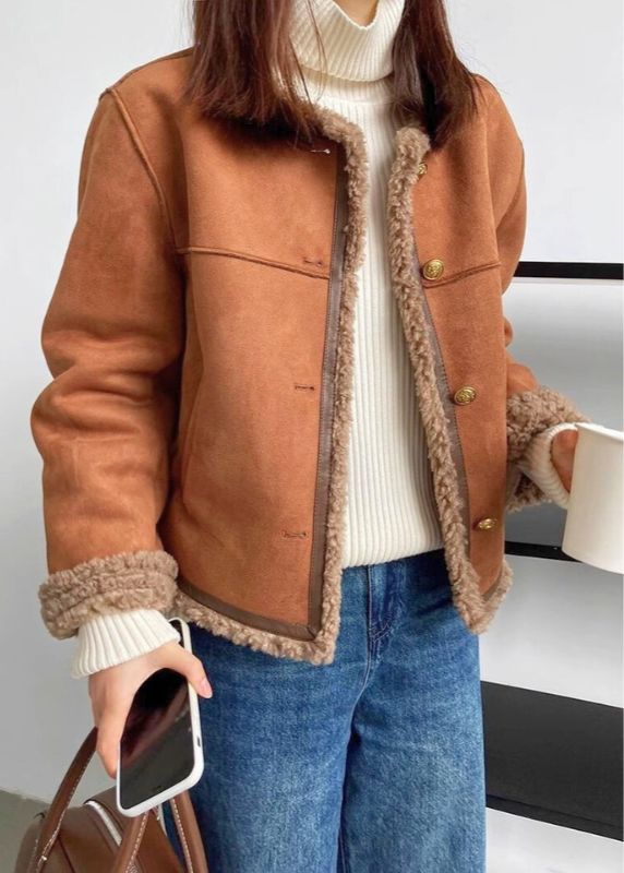 BLOUSON RUBY DOUBLÉ EN PEAU LAINÉE