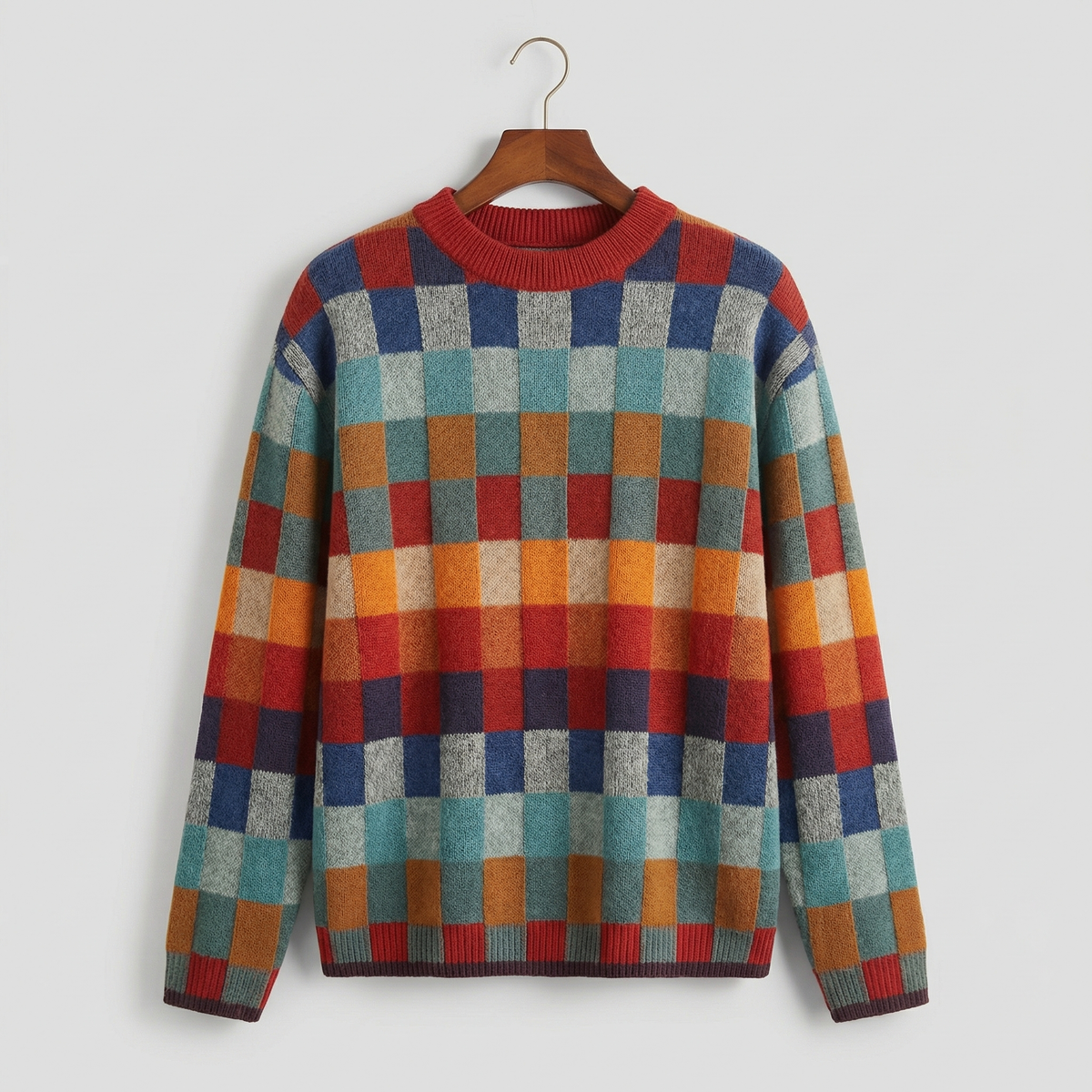 PULL EN LAINE MÉRINOS À CARREAUX EMMA